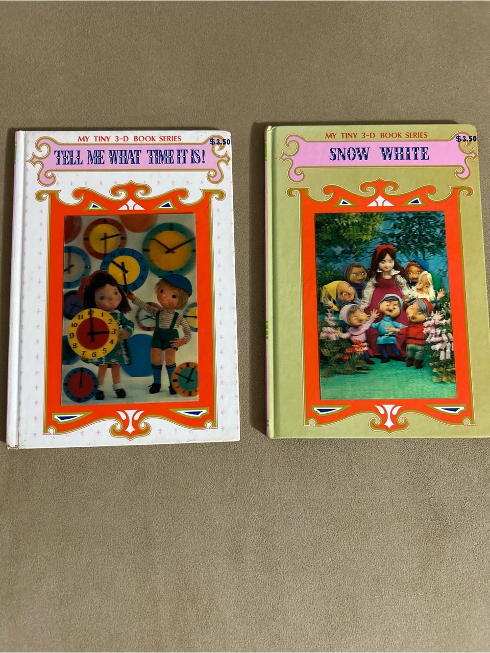 Vintage Snow White and Tell Me What Time It Is! - Kids 3-D Book Set